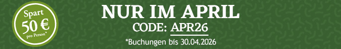 Nur im April. Spart 50 € pro Person. Code: APR26